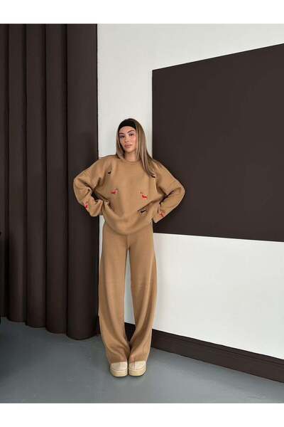 REDMİNA fashion Cute Dog Embroidered Knitwear Set