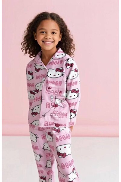 ARBİ kids Girl's Hello Kitty Buttoned Transitional Pajama Set