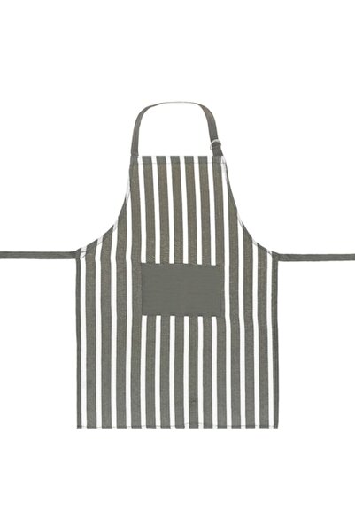 ANTBRO kitchen apron grey with white stripes and pocket, 55 x 75 cm
