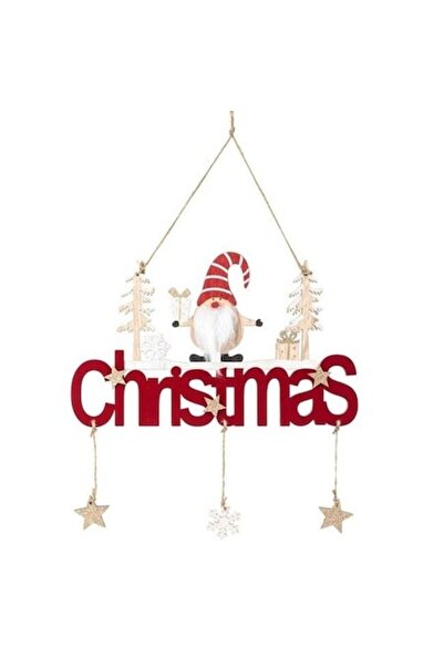 ANTBRO Decorațiune de Crăciun suspendată din lemn „Crăciun fericit” cu gnom d...