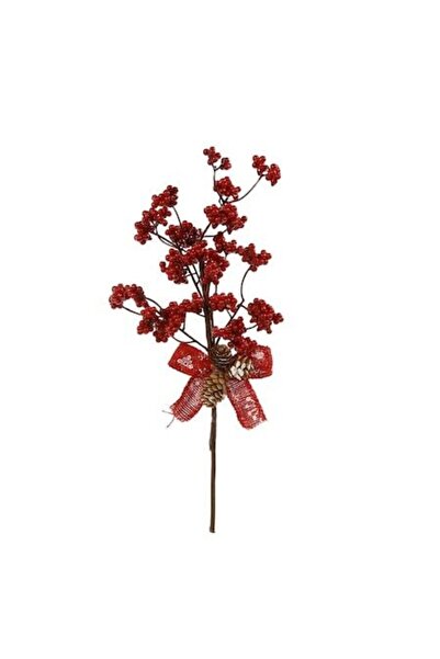 ANTBRO creangă decorativă de Crăciun cu fructe de pădure roșii mici, conuri d...