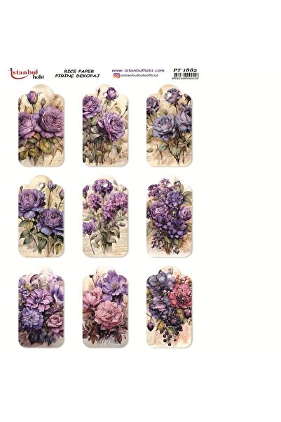 İstanbul Hobi ورق ديكور نحاسي 30×42 سم PT-1882 زهور