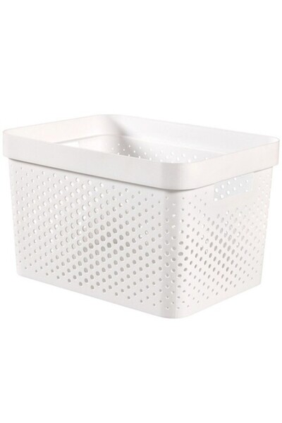 ANTBRO ® Plastic Storage Box, White, with Handles, 17 L, 36 x 27 x 22 cm