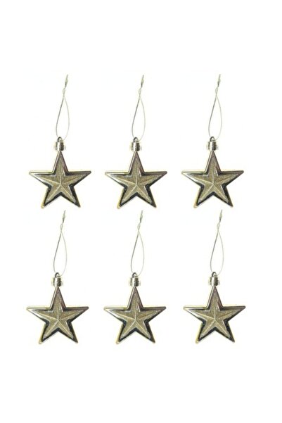 ANTBRO Set de 6 globuri de Crăciun în formă de steluțe galbene, plastic, 6 cm