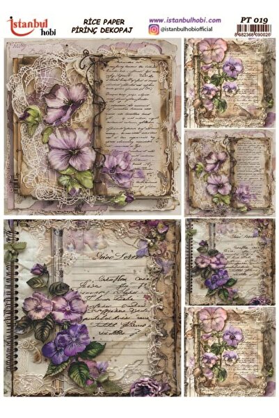 İstanbul Hobi ورق ديكور نحاسي 30×42 سم PT-019 بنقش زهور