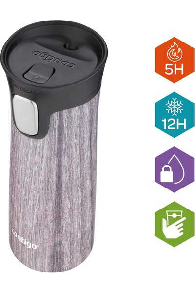 Contigo Pinnacle Vacuum-Insulated Stainless Steel Travel Mug, Spill-Proof, BPA-Free, 420 ml (Light W