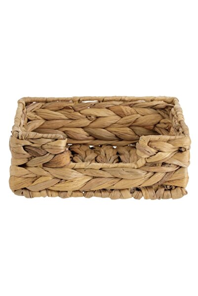 ANTBRO metal napkin holder with metal frame and woven water hyacinth, 18.5 x 18.5 x 7 cm