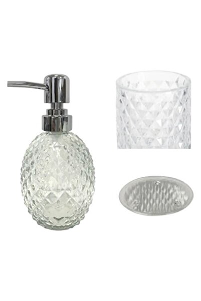 Fairy Set: Liquid Soap Dispenser, Soap Dish and Transparent Glass Cup
