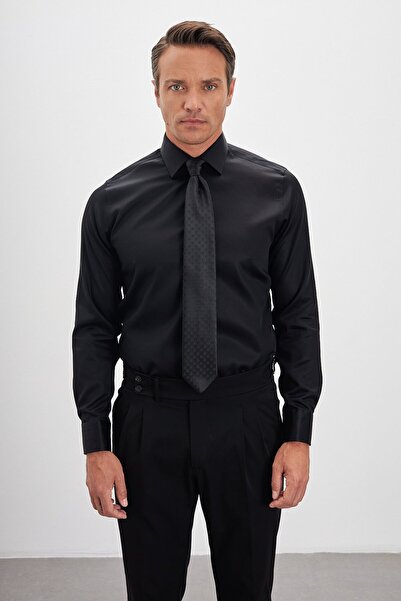 Paşahan No Ironing Required 100% Cotton Non Iron Classic Collar Satin Men's Shirt