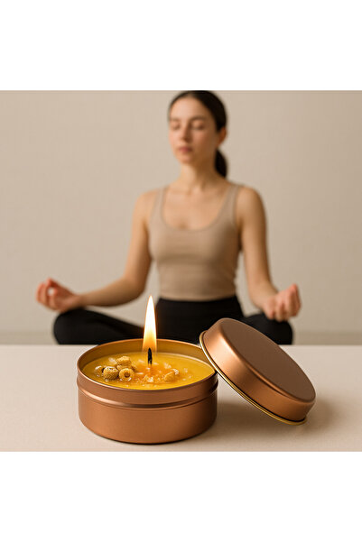 AKANART Studio Meditasyon Mumu, Soya Wax Mum Papatya Kokulu Güç Çakra Mum