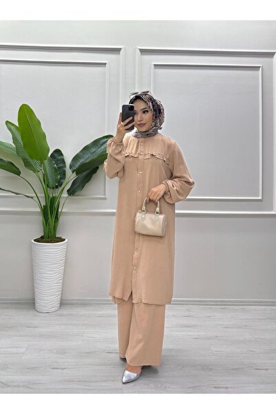 moda acar Frill Front Suit with Stone Details