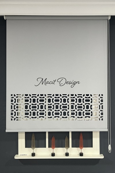Macit Design Lazer Kesim Gri Kalın Stor Güneşlik Perde (Dayanıklı Alüminyum K...