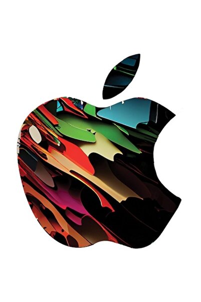 OEM Apple logo multicolor sticker with white border, PVC vinyl, 10 cm