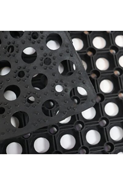 OEM Black Rubber Entrance Mat with Perforated Pattern 80x50 cm