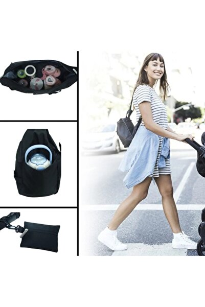 OEM Geantă de scutece neagră impermeabilă pentru umăr cu portofel, 56x18x28 cm