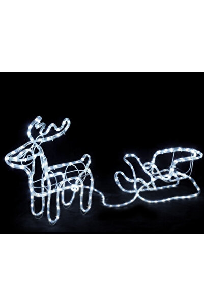 Gotel Outdoor Christmas Lights – Reindeer with Sleigh, 160 LEDs, 120 cm, cool white light, IP44