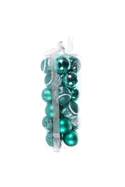 ANTBRO ® Set de 24 globuri de Crăciun turcoaz, 6 cm, plastic