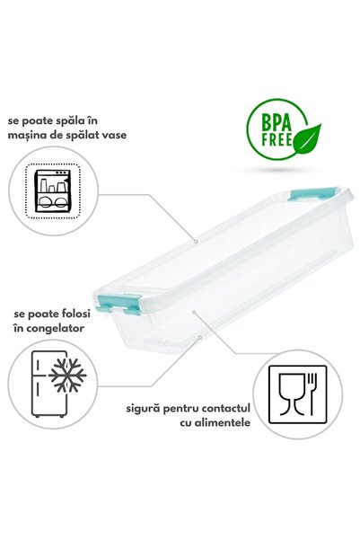 HOBBY LİFE Food storage box with handles and lid, BPA-free, transparent, 3500 ml