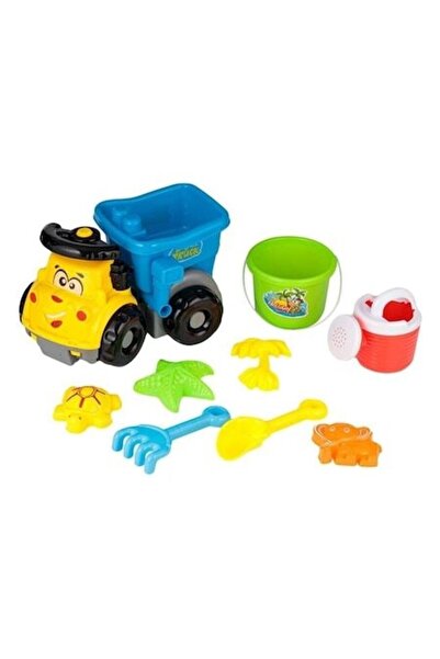 ANTBRO Set de jucării de plajă pentru copii – Camion roșu cu 8 accesorii (găl...