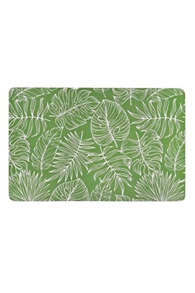 ANTBRO ® Plastic Plate Mat 43.5×28.5 cm — White Tropical Leaves on Green, Non...
