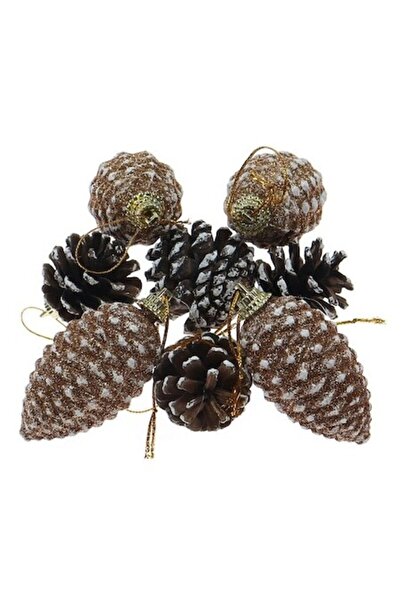 ANTBRO Set de 8 globuri de Crăciun în diferite forme de conuri de brad, 6,5 cm