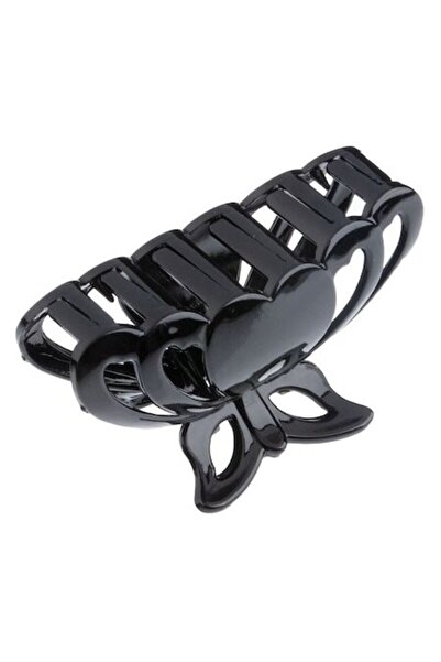 ANTBRO - Clemă de păr lucioasă în formă de fluture, neagră, 8,5 cm