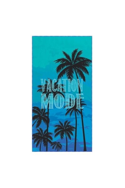 OEM Prosop de plajă, microfibră, uscare rapidă, albastru, model palmier, 180x100 cm