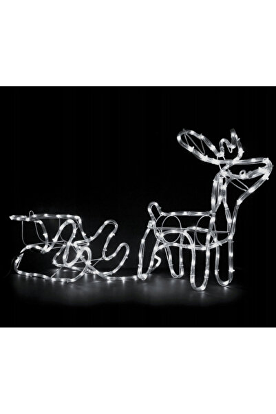 Gotel Outdoor Christmas Lights – Reindeer with Sleigh, 160 LEDs, 120 cm, cool white light, IP44
