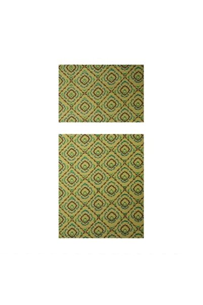 ANTBRO Set of 2 Antbro® PVC Bath Mats, Green with Geometric Shapes, 65 x 45 / 90 cm