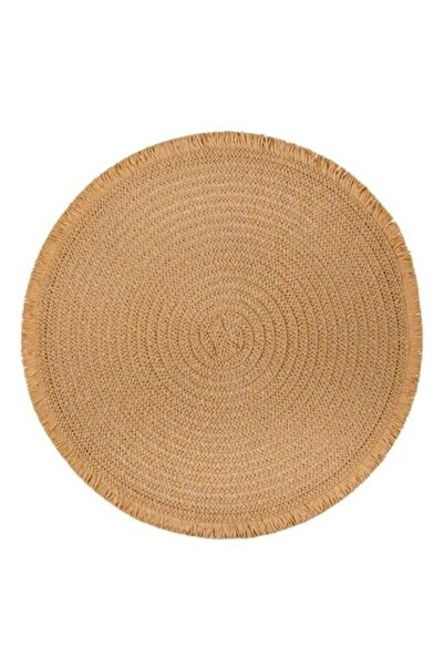 ANTBRO Round Plate Mat with Fringes, Antbro®, Ø38 cm, Beige, Decorative Table...