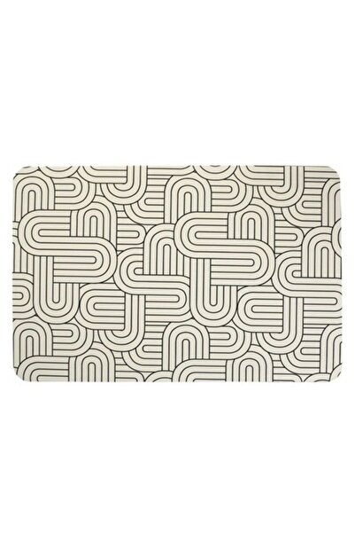 ANTBRO ® Non-Slip Bath Mat with Abstract Pattern, Ecru/Black, 60x40 cm