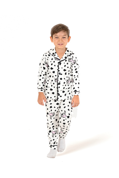 ANKANOVA Girls-Boys Patterned Front Buttoned 100% Cotton Unixes Pajama Set