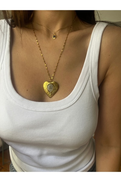 Hoop jewelery قلادة على شكل قلب من الفولاذ كبير الحجم