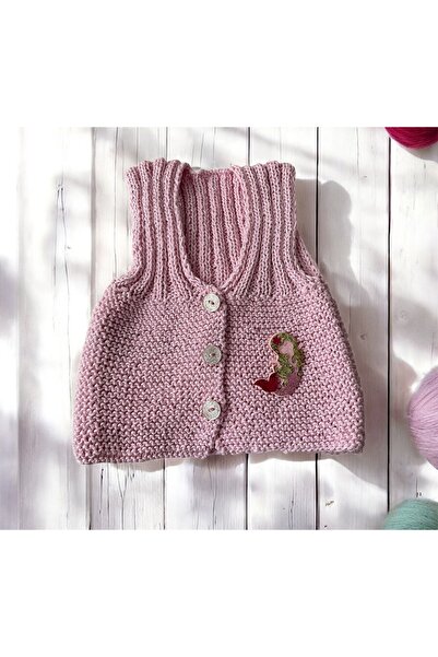 The Cloudish Shop Baby Hand Knitted Vest Pink Glitter Thread Mermaid Decorati...