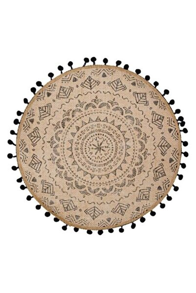 ANTBRO Round Beige Plate Mat with Pompon, Ø37.5 cm – Design