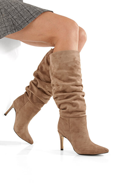 LUVETTO Μυτερές Γυναικείες Μπότες Vizyon Σουέτ 9 εκ. με λεπτό τακούνι και κυλ...