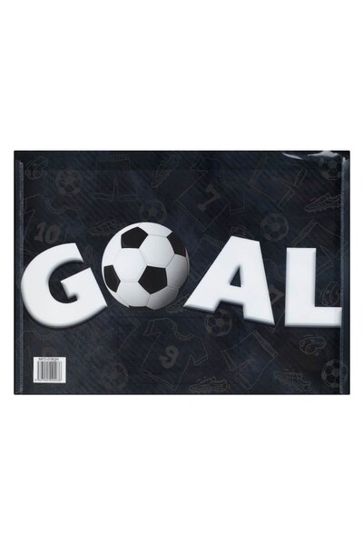 OEM Folder with snap, black with "Goal" football pattern, 33x24cm