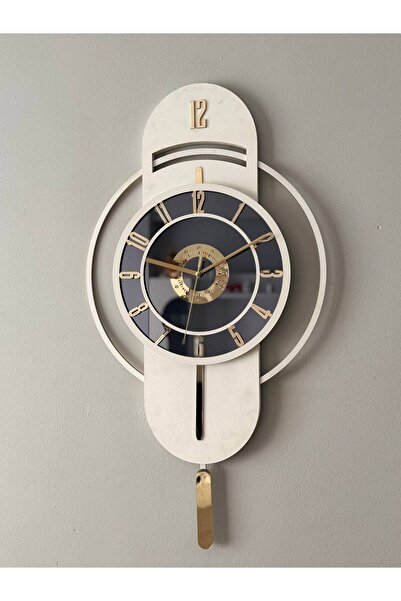 hibiscus Ortası Aynalı Ahşap Duvar Saati – Sessiz Mekanizma, Gold Rakamlı Şık Ev Dekoru (30–85 Cm)