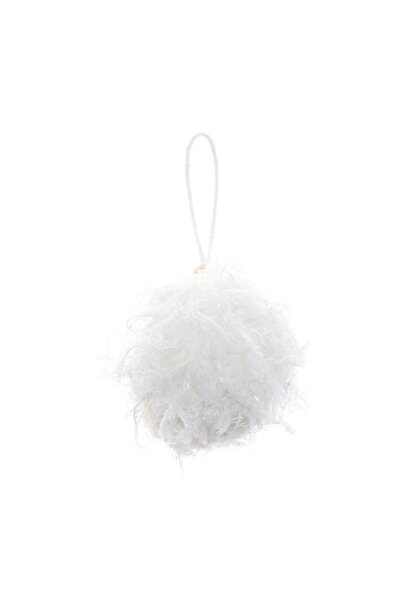 ANTBRO Ornament de Crăciun pentru brad - glob de spumă, alb acoperit cu pene,...