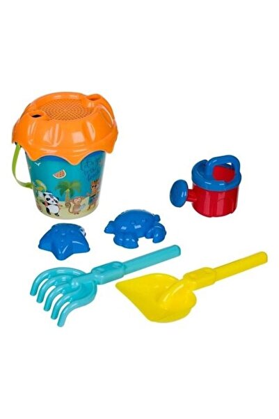 ANTBRO Găleată de plajă Ciel cu animale din junglă Ø16×13,5 cm, set de 5 acce...