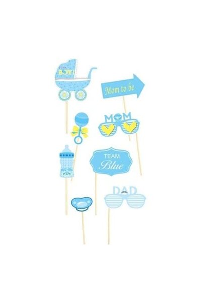 ANTBRO Set de 8 accesorii foto Antbro® pentru petrecerea baby shower - E băiat