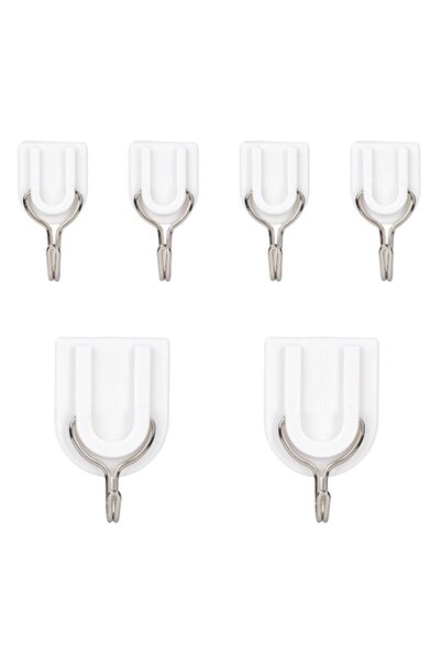 ANTBRO set de 6 cârlige autoadezive pentru prosoape și tacâmuri, plastic alb cu cârlig metalic