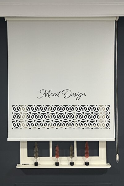 Macit Design Lazer Kesim Krem Kalın Stor Güneşlik Perde (Dayanıklı Alüminyum ...