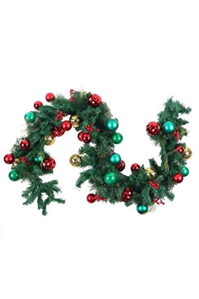 ANTBRO Ghirlandă de Crăciun, verde cu globuri multicolore, PVC, 2 metri