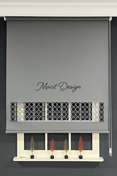 Macit Design Lazer Kesim Antrasit Kalın Stor Güneşlik Perde (Dayanıklı Alümin...
