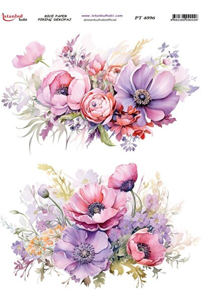 İstanbul Hobi ورق ديكور نحاسي 30×42 سم PT-4096 زهور