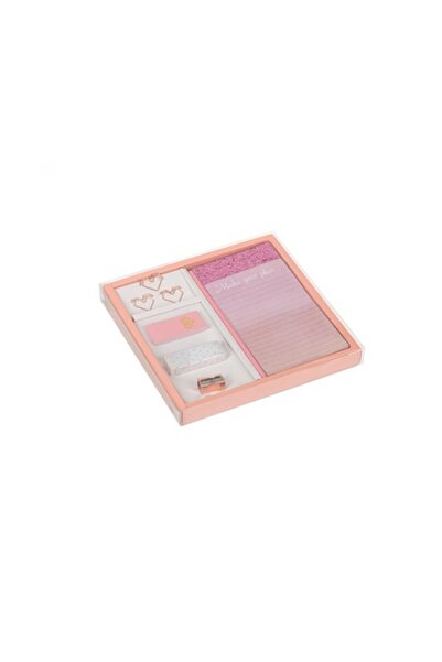 NO BRAND School kit, Notebook + sharpener, 8 pieces, Pink