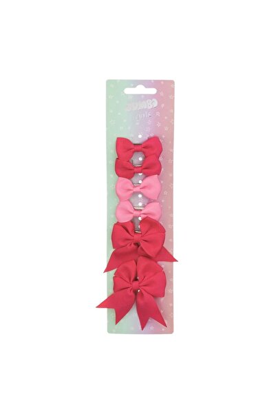 Jumbo - 3D Bow Hair Clips, 2 Sizes, Pink/Fuchsia, 6 pcs (Metal/Polyester)