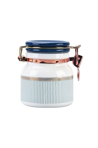 ANTBRO ® thermal glass ingredient container, white with blue lines, 500 ml