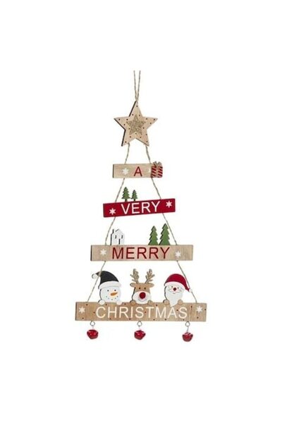 ANTBRO Decorațiune de Crăciun suspendată din lemn cu Moș Crăciun, reni, om de...